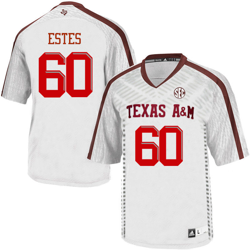 Men #60 Landry Estes Texas A&M Aggies College Football Jerseys-White